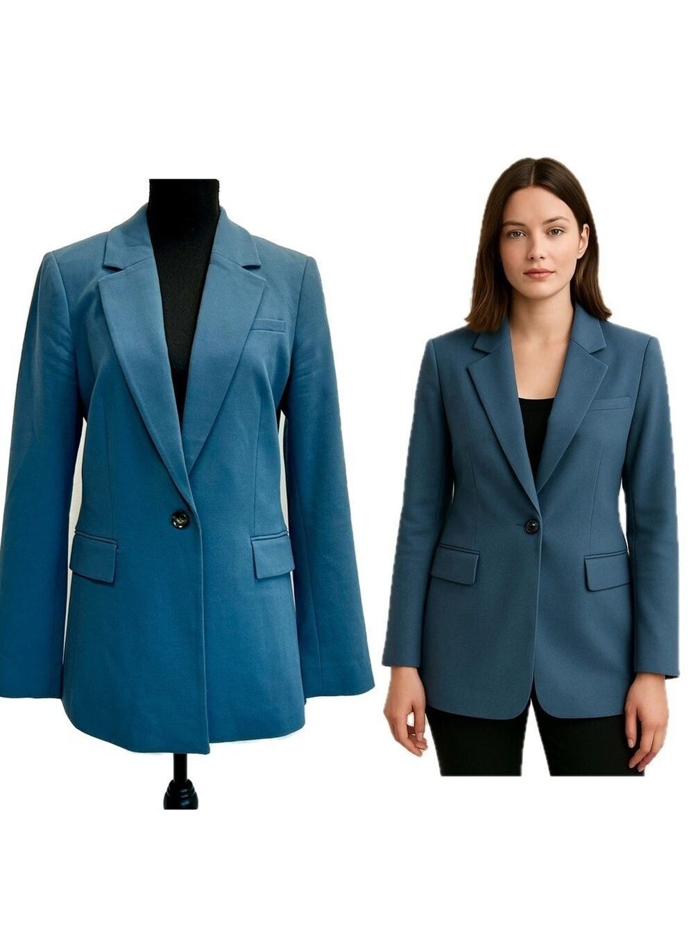 RW&Co women’s Suiting Stretch Lining single breasted blazer dusty blue Sz 6 NWOT